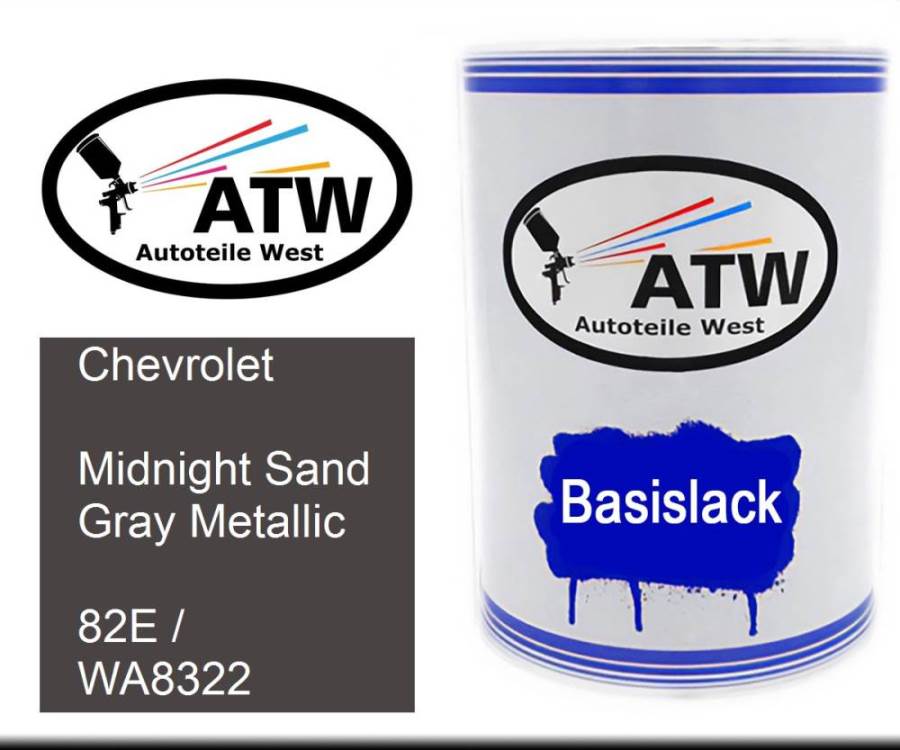 Chevrolet, Midnight Sand Gray Metallic, 82E / WA8322: 500ml Lackdose, von ATW Autoteile West.